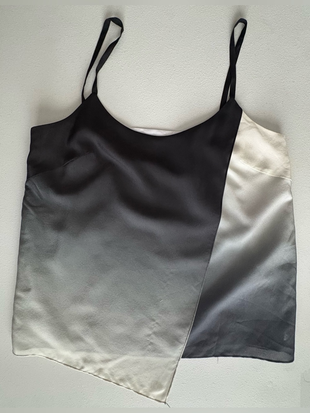 Size 2 Milly Navy Blue OmbrΓ© Silk Sleevelessβ Asymmetrical Top